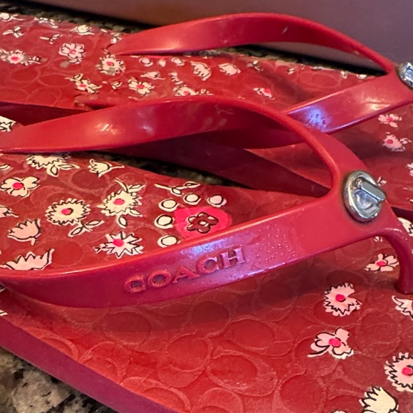 Coach Red Floral Sandals 8.5/9 - Picture 2 of 11
